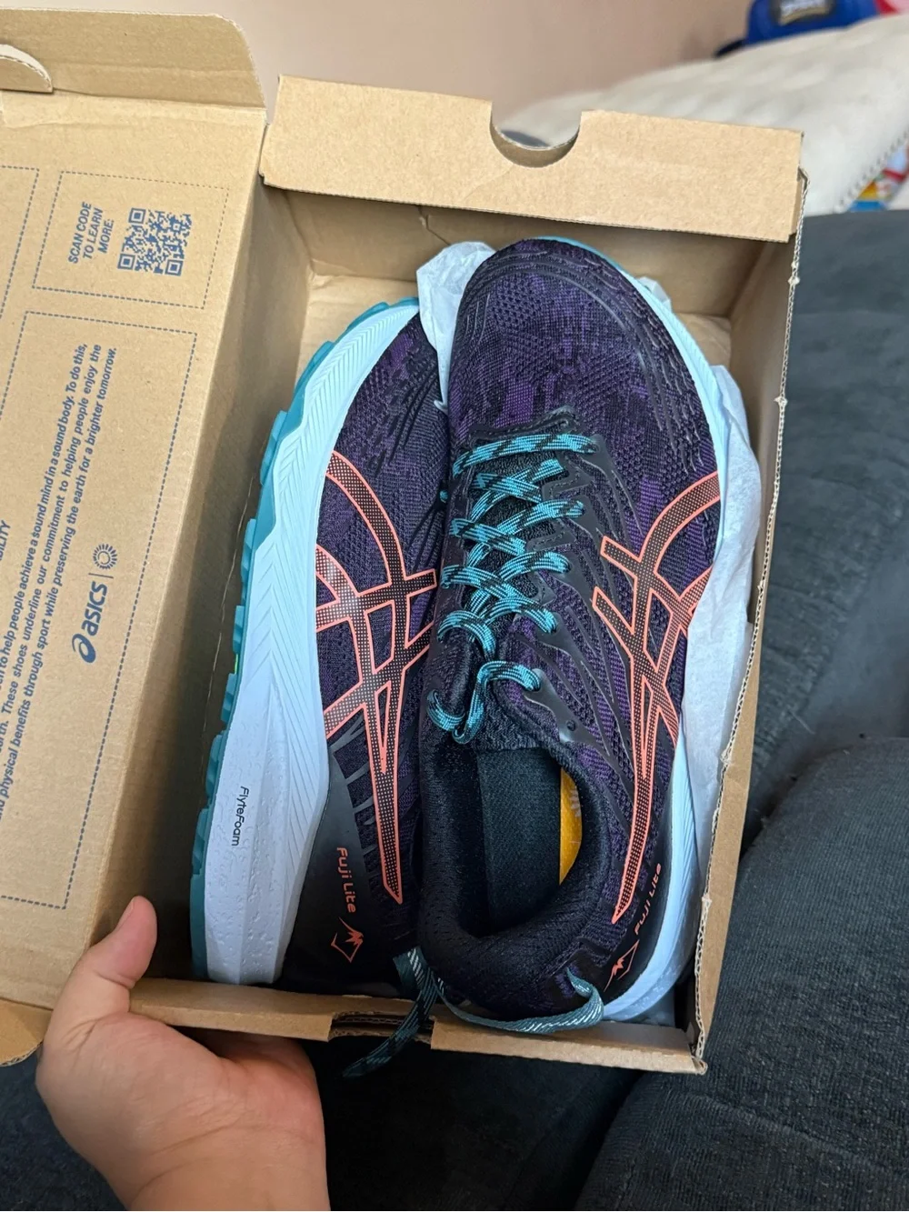 Asics Women's Athletic Shoe in Purple with Coral and Teal Accents